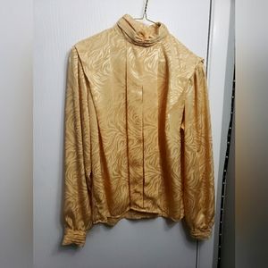 Soft Apparel polyester gold color blouse size 7
